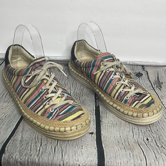 Sam Edelman Kavi Stripes Canvas colorful sneaker size 8.5 - Picture 2 of 12